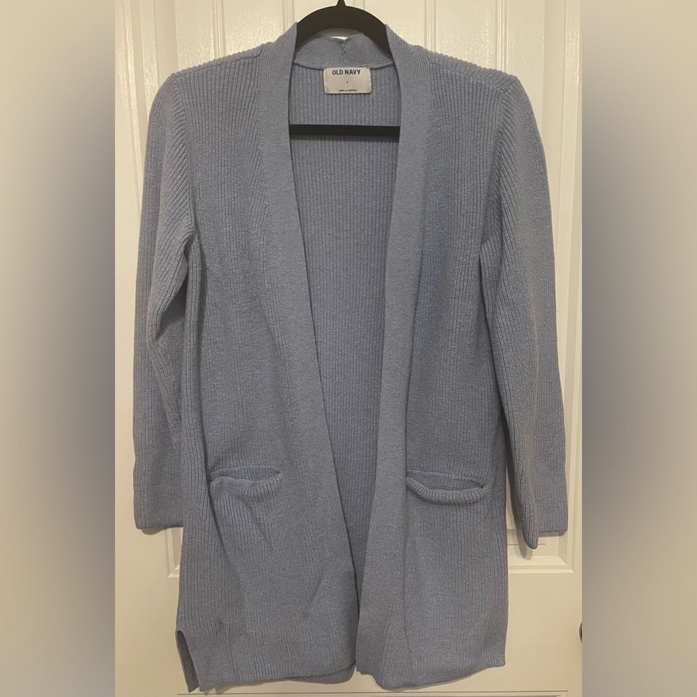 Old Navy - Women's Blue Open Front Long Sweater with Pockets - Size: Small